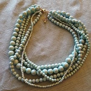 Aqua blue bauble necklace with marble look